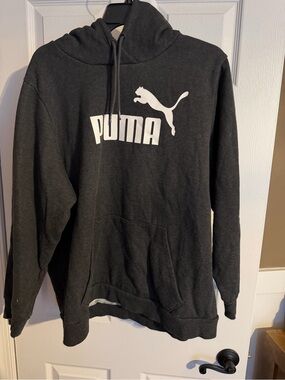 Puma Charcoal Black Crewneck Sweatshirt with White Logo